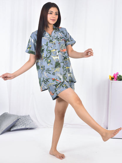 Grey Short PJ Set in Frolic Floral