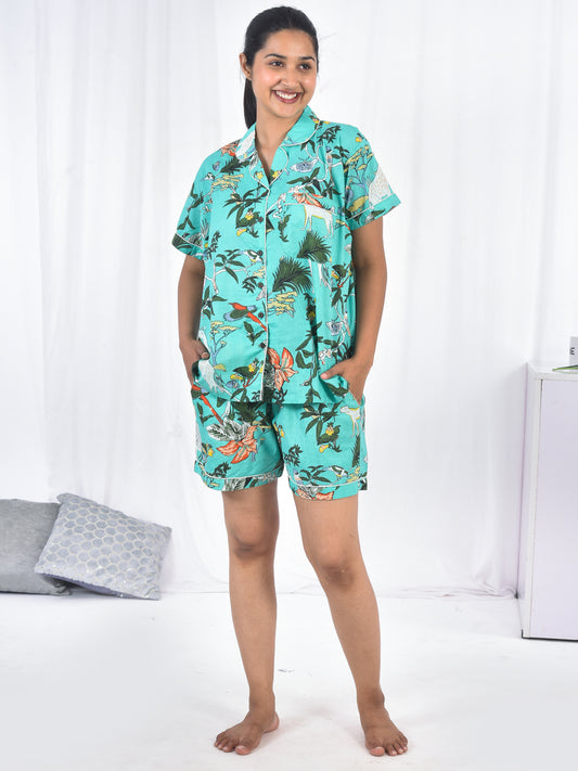 Blue Short PJ Set in Frolic Floral