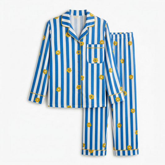 Blue Daisy Floral PJ set