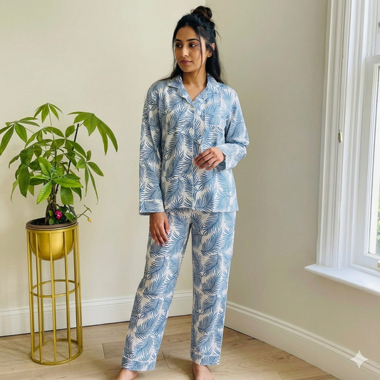 Long Pajama Set in Breezy Blue
