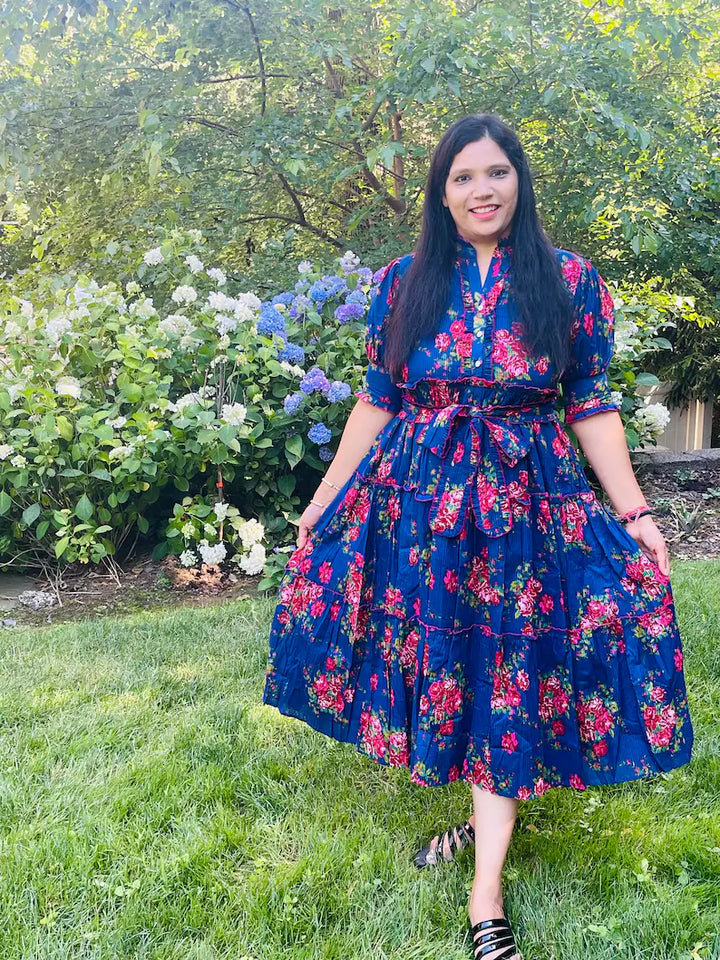 Olive Bloom Midi Dress