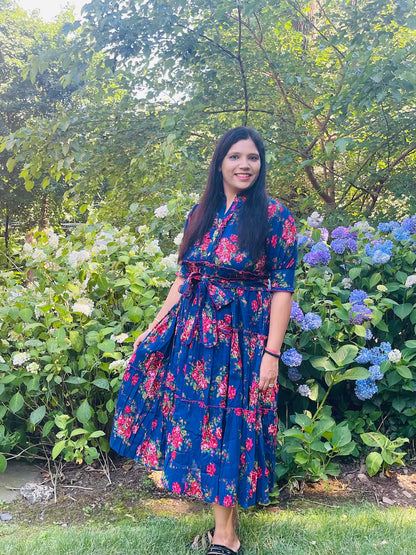 Midnight Bloom Midi Dress
