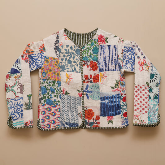 Reversible Quilted Jacket White - Front Side