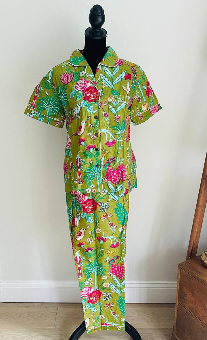 Glimmering Garden Short Sleeved Pajama Set - Green