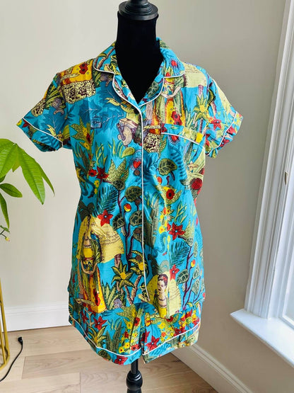 Short PJ Set in Blue Frida Kahlo