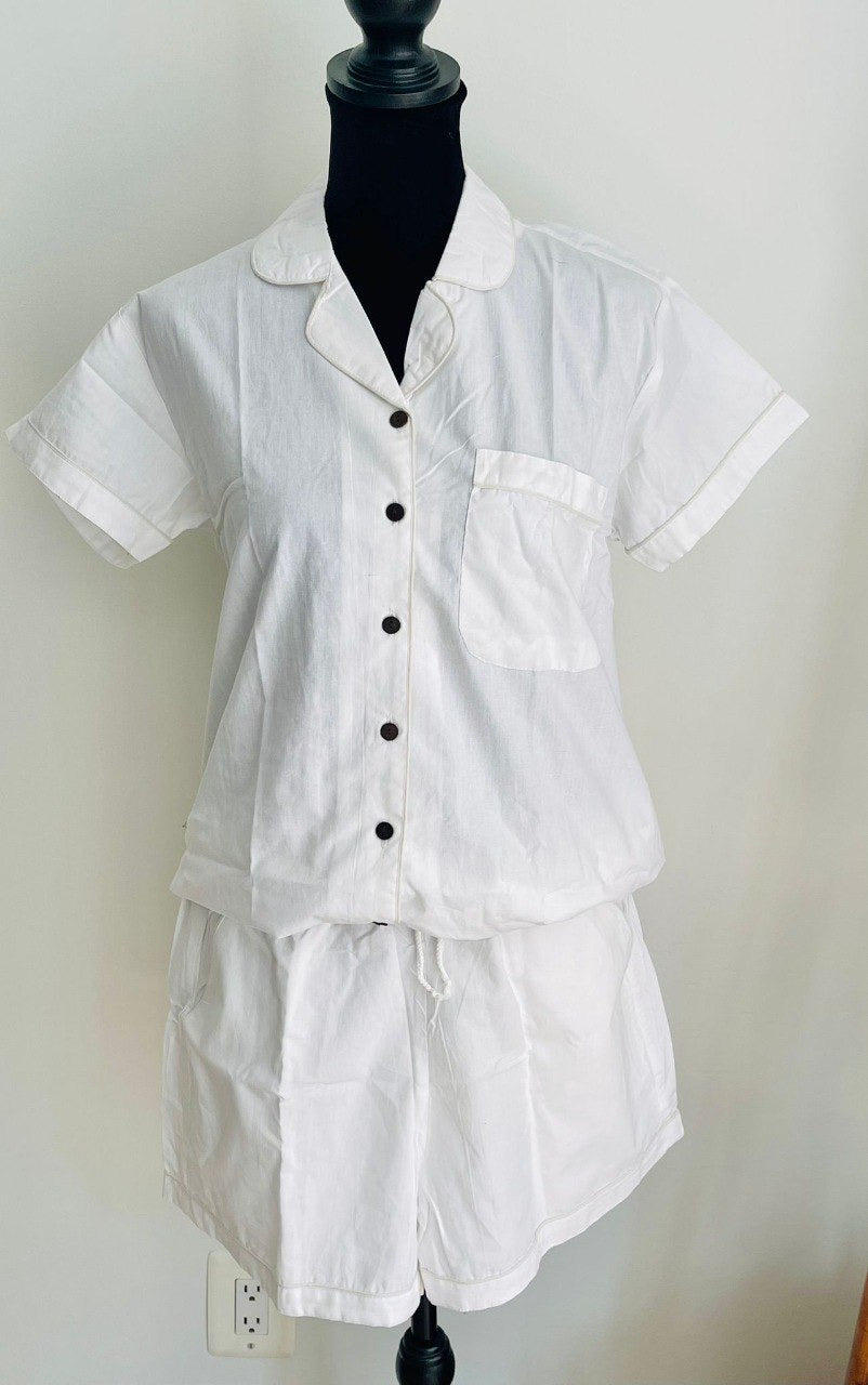 Linen Short Pajama Set - White