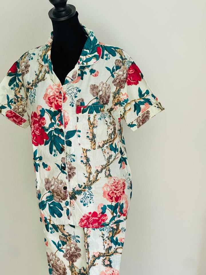 Floral Short Sleeved Pajama Set