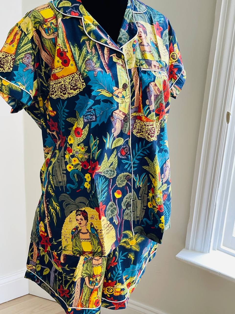 Frida Kahlo Short Pajama Set - Blue