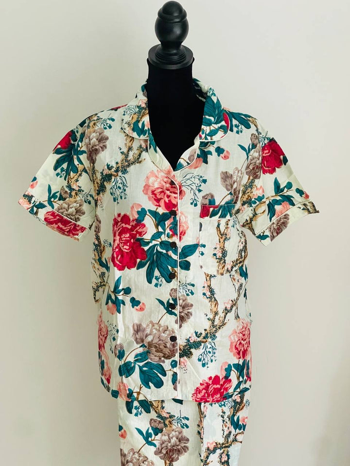 Floral Short Sleeved Pajama Set