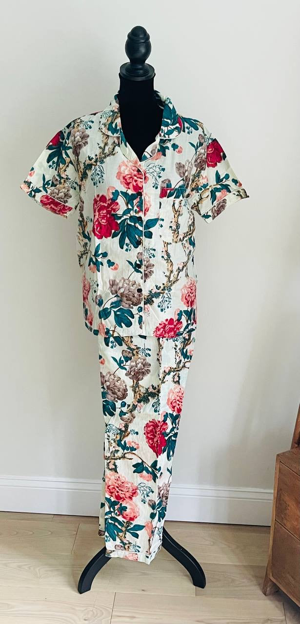 Floral Short Sleeved Pajama Set