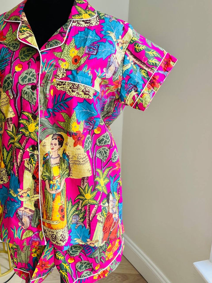 Frida Kahlo Short Pajama Set - Pink