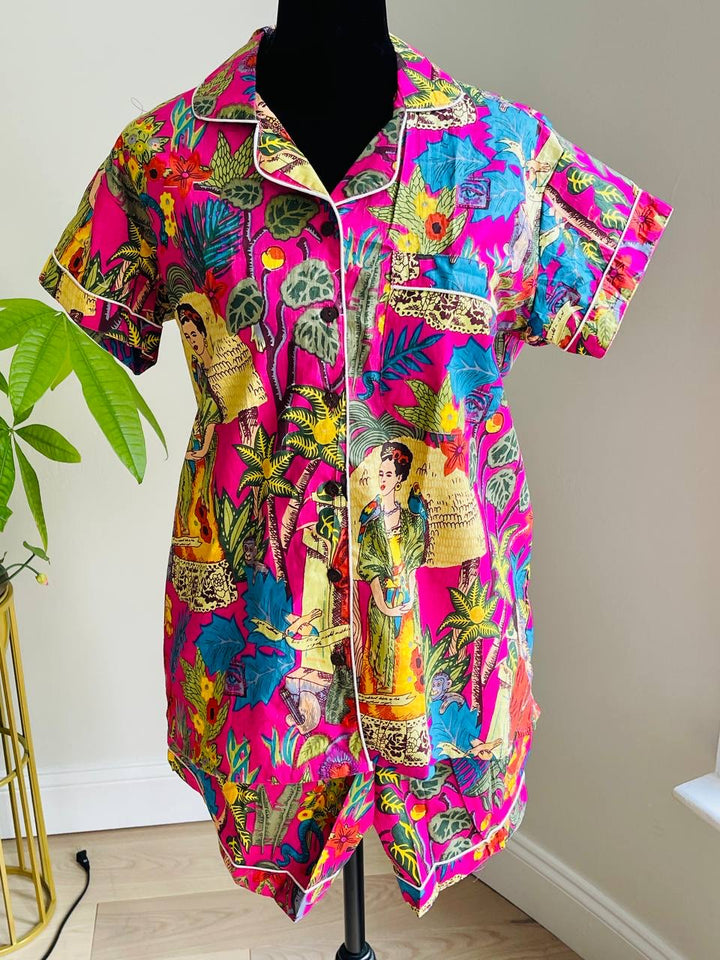 Frida Kahlo Short Pajama Set - Pink