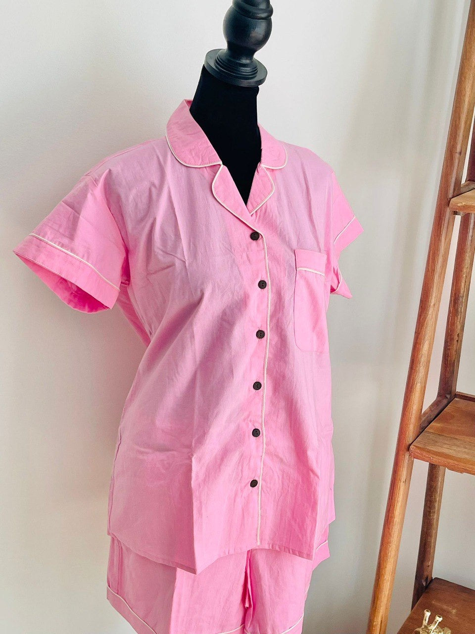 Linen Short Pajama Set - Pink