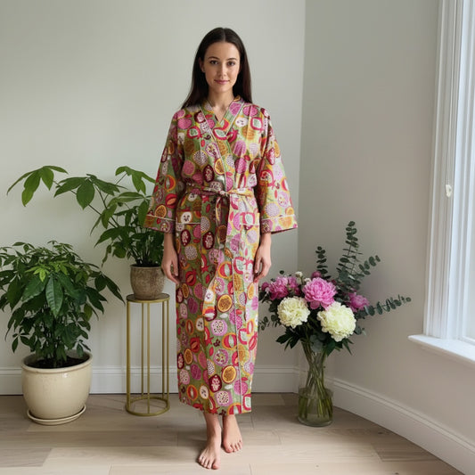 Green Pomegranate Block print