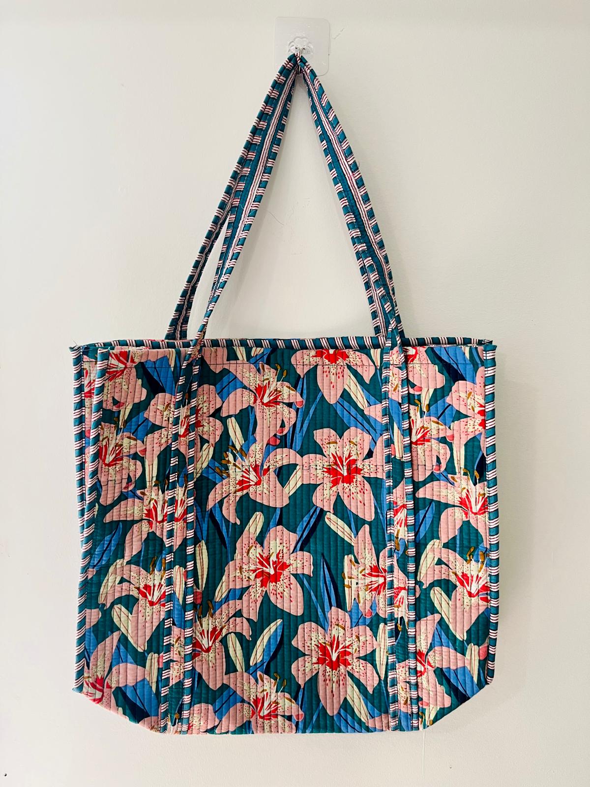 Floral Tote Bag in Navy