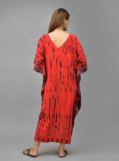 Tie-Dye Maxi Kaftan - Red
