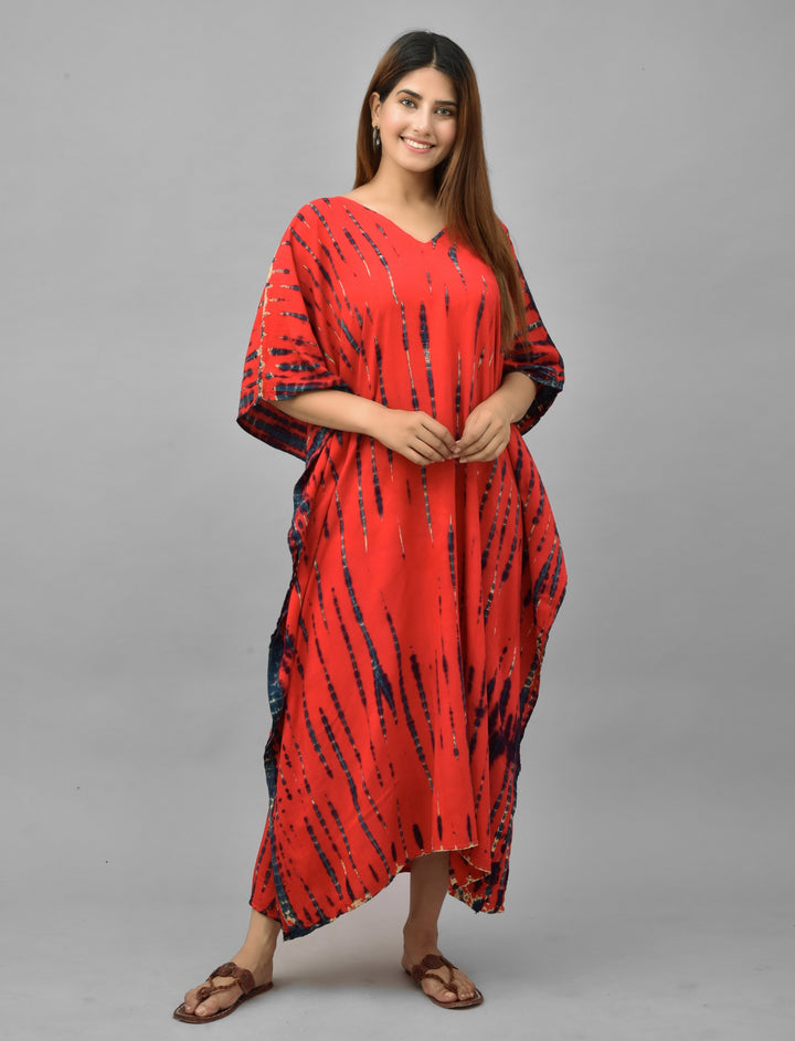 Tie-Dye Maxi Kaftan - Red