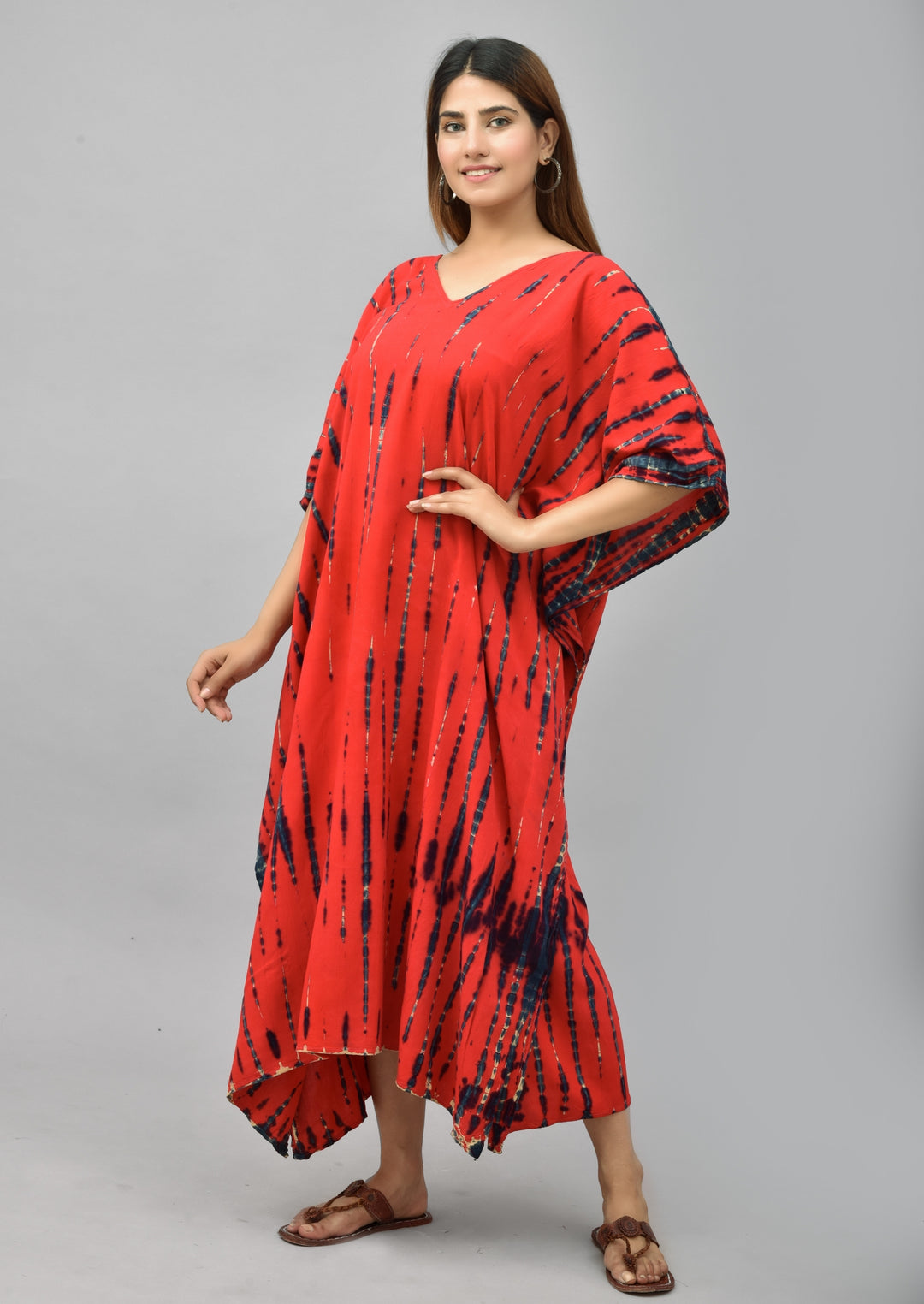 Tie-Dye Maxi Kaftan - Red