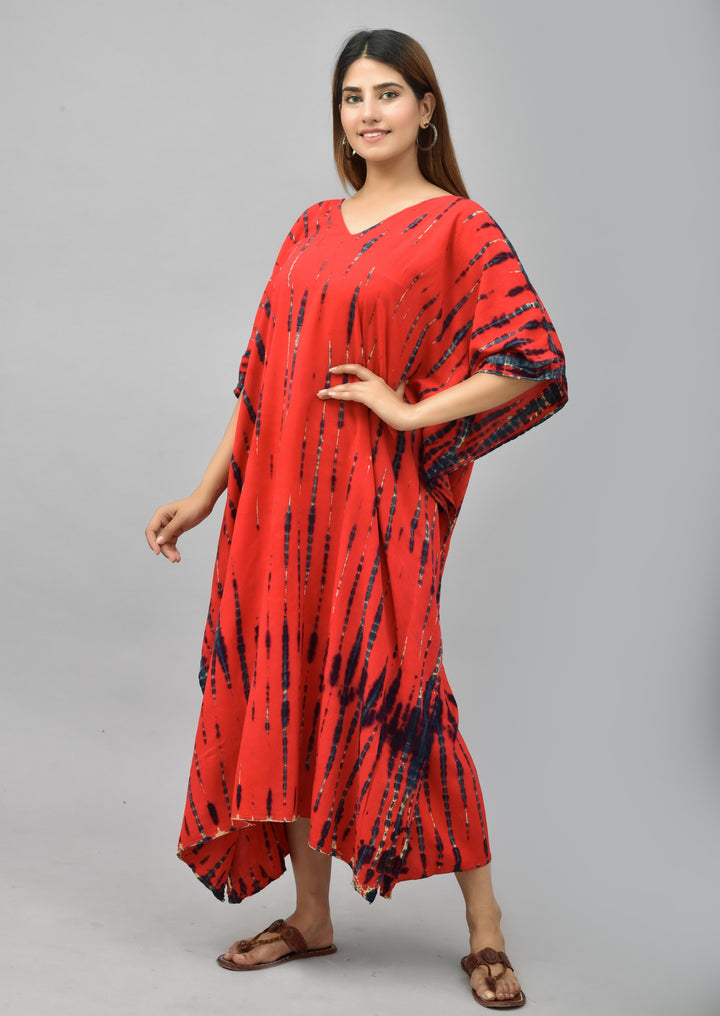 Tie-Dye Maxi Kaftan - Red
