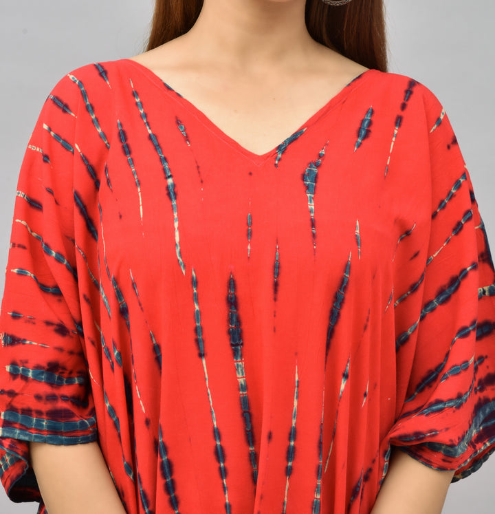 Tie-Dye Maxi Kaftan - Red