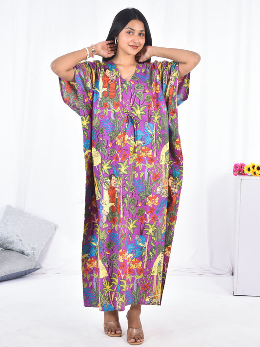 Hand-block Frida Kahlo Print Cotton Kaftan