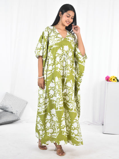 Hand-Block Print Cotton Kaftan