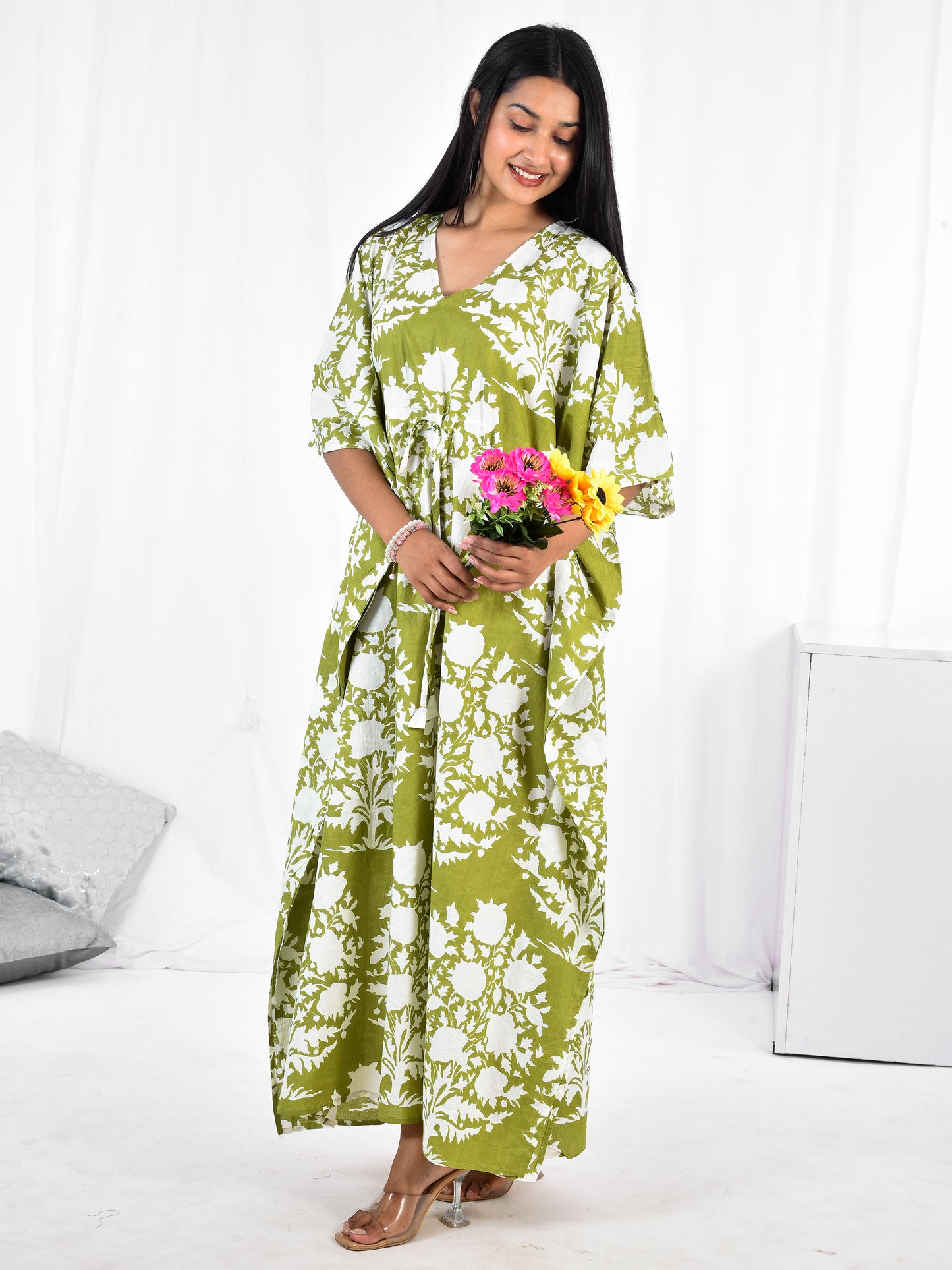 Hand-Block Print Cotton Kaftan
