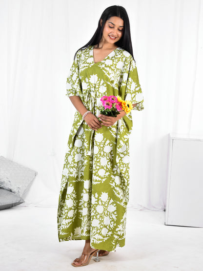 Hand-Block Print Cotton Kaftan