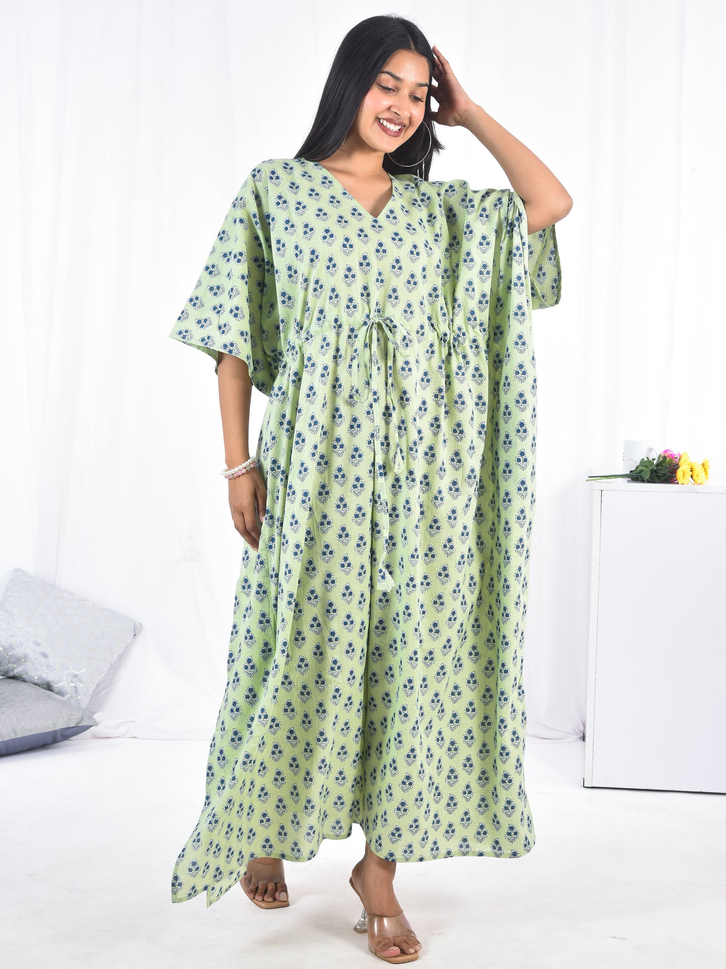 Hand-Block Print Cotton Kaftan