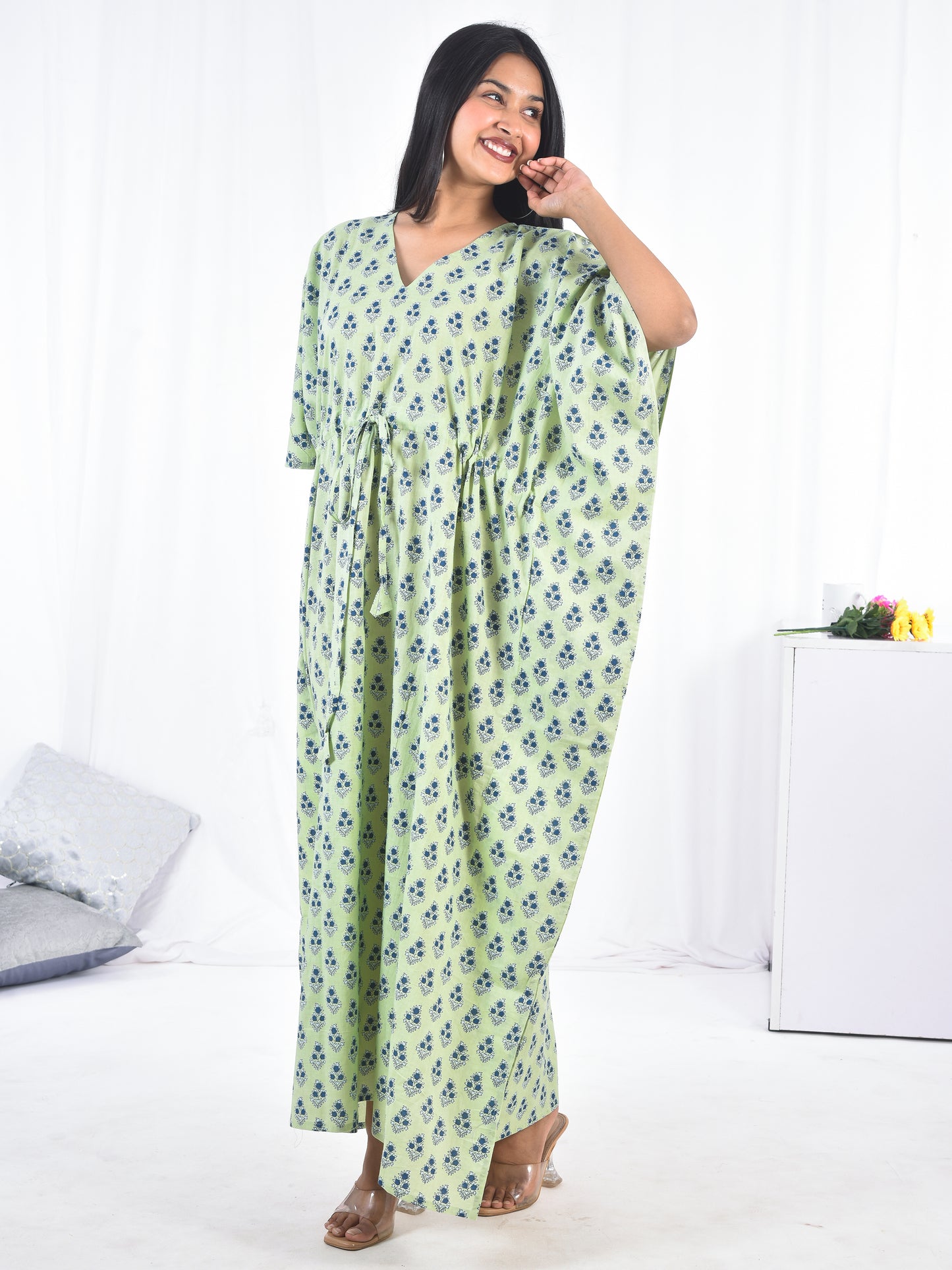Hand-Block Print Cotton Kaftan