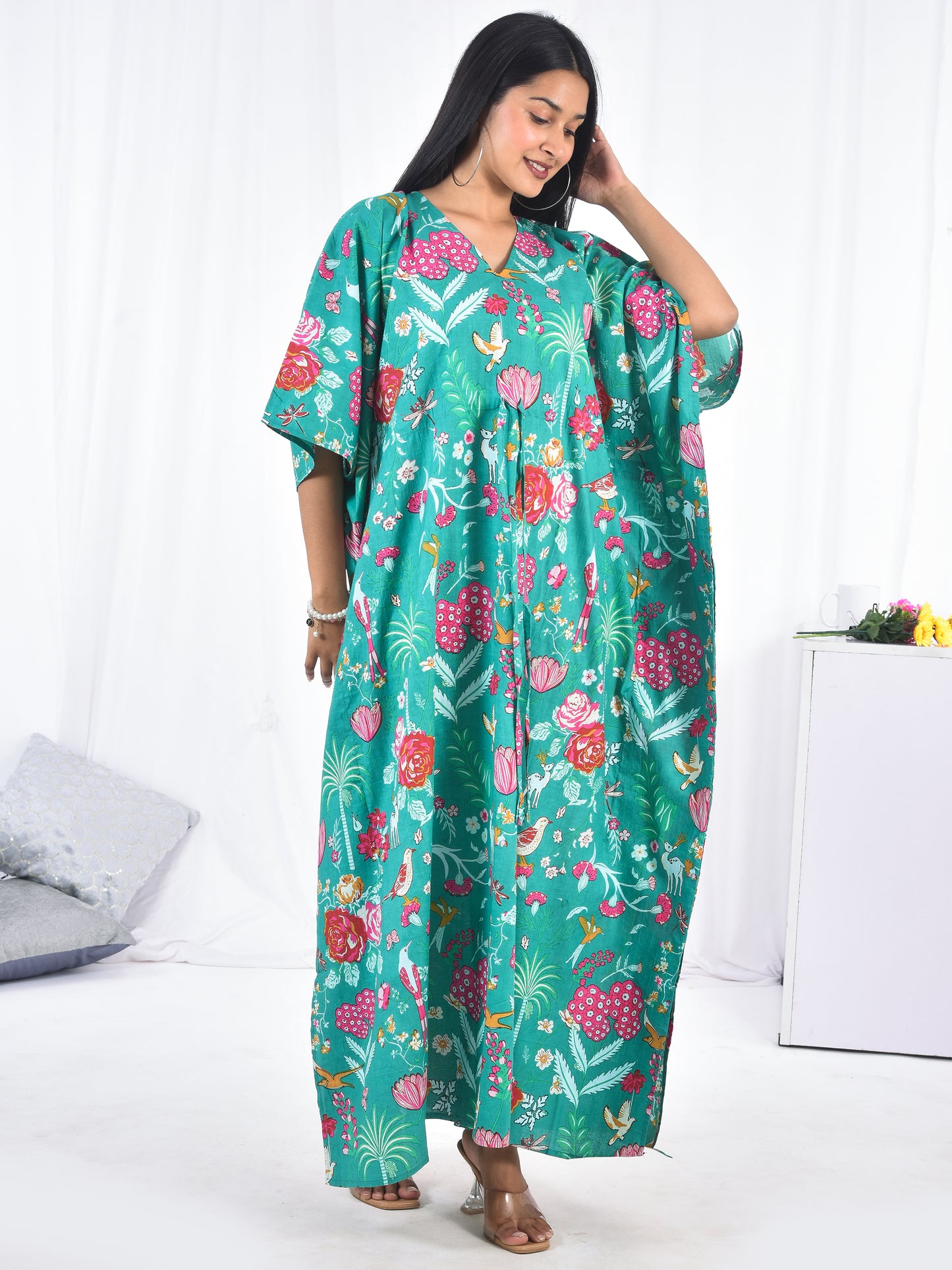 Hand-Block Print Cotton Kaftan