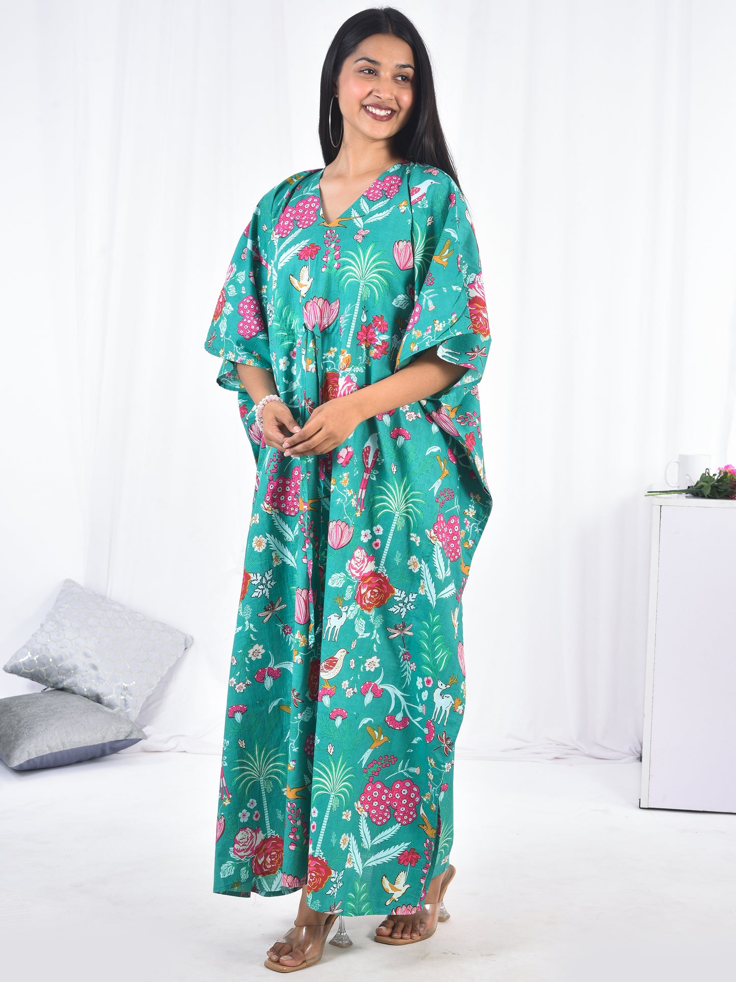 Hand-Block Print Cotton Kaftan