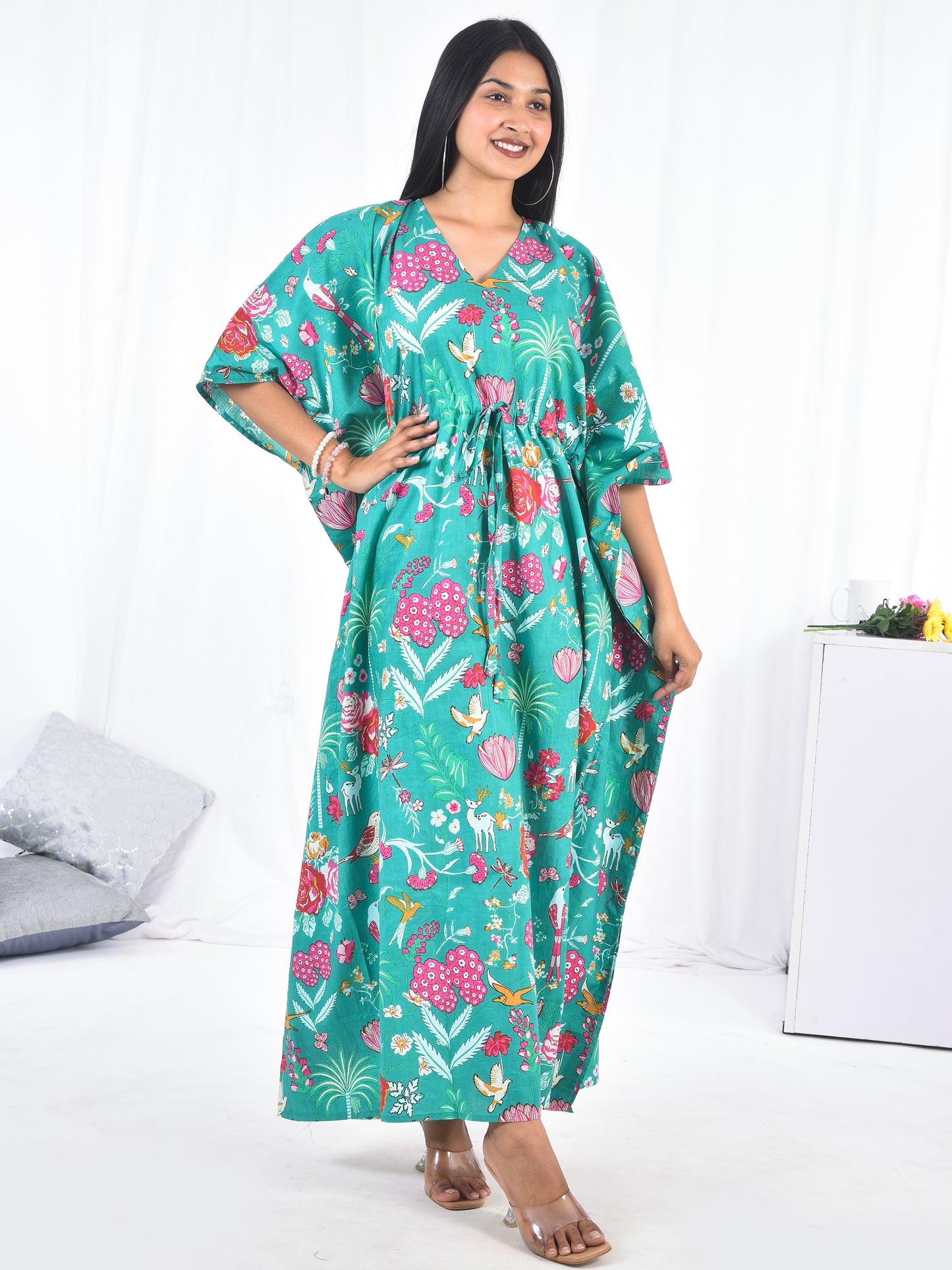 Hand-Block Print Cotton Kaftan