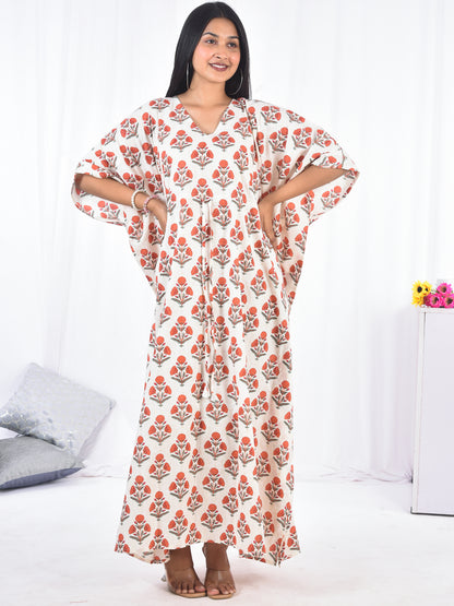 Hand-Block Print Cotton Kaftan