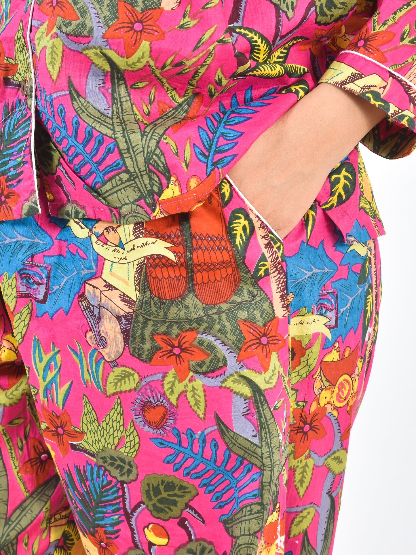 Long PJ Set in Pink Frida Kahlo