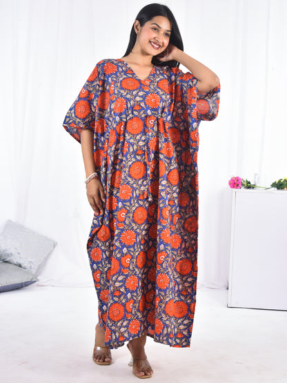 Hand-Block Print Cotton Kaftan