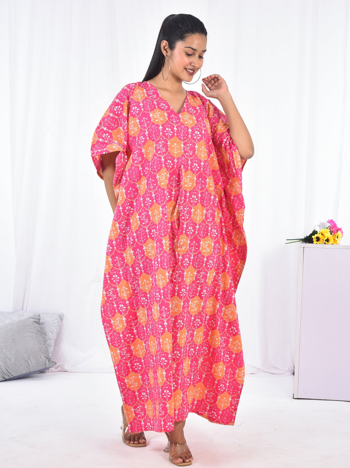 Hand-Block Print Cotton Kaftan