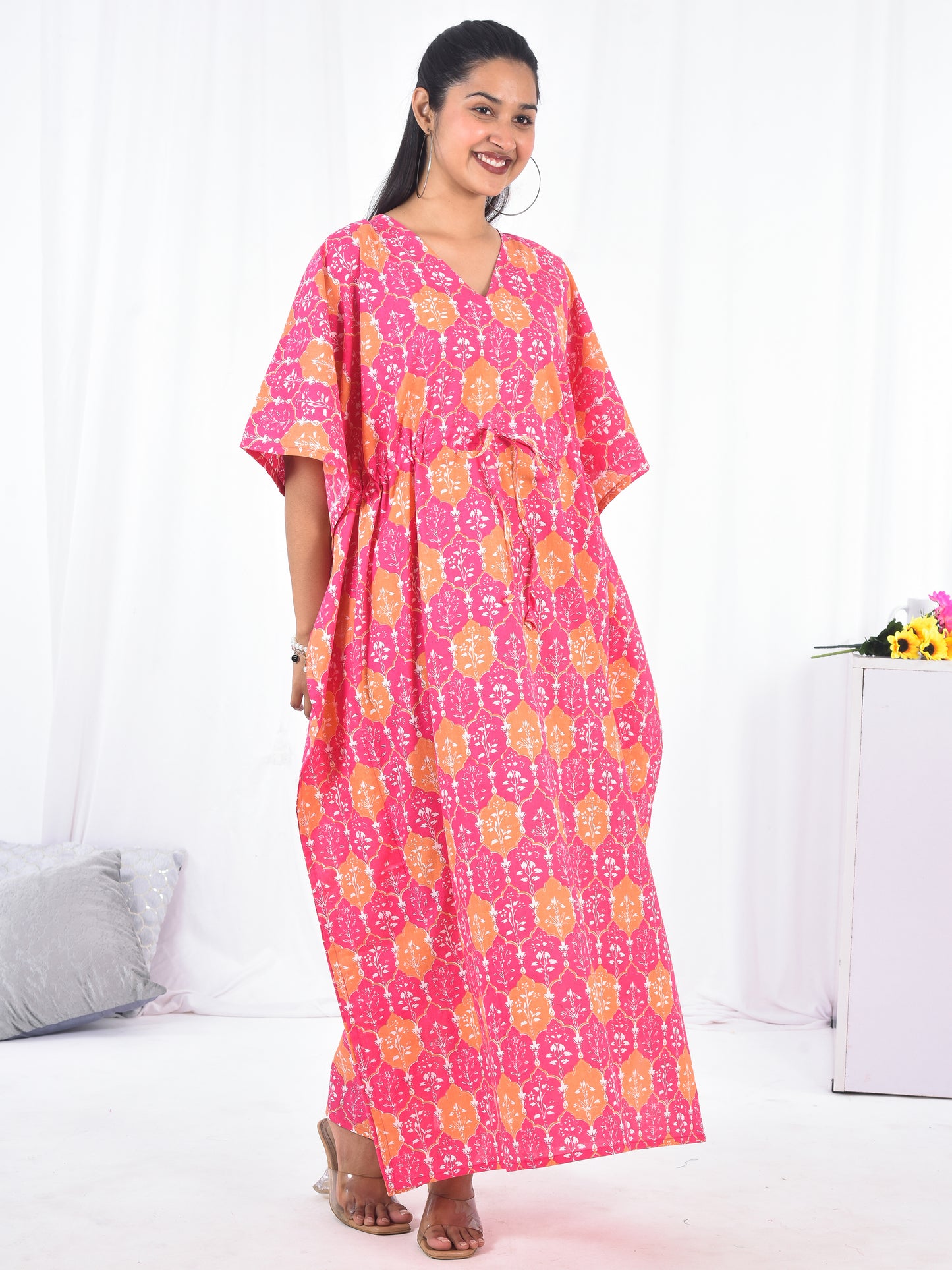 Hand-Block Print Cotton Kaftan