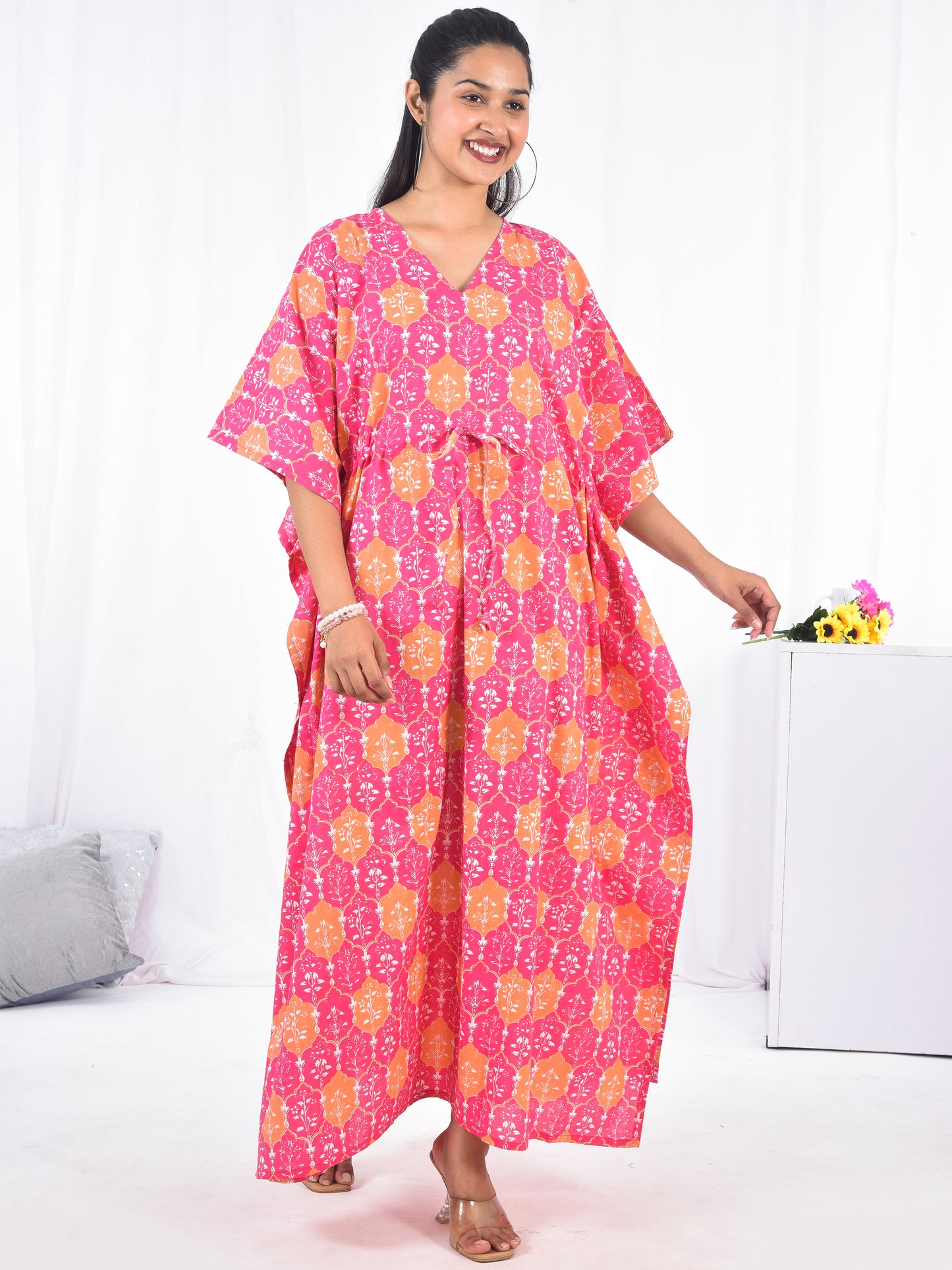 Hand-Block Print Cotton Kaftan