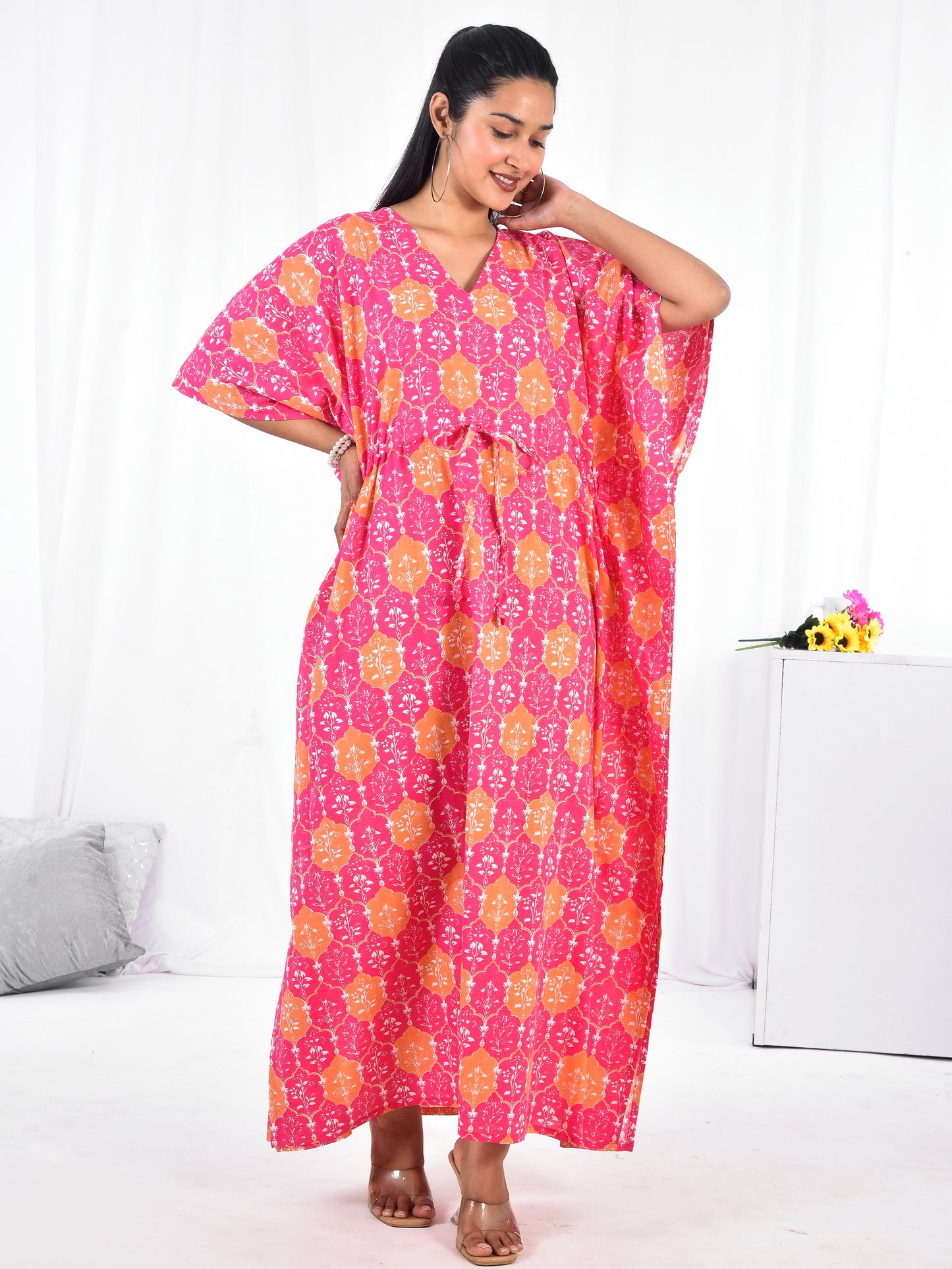 Hand-Block Print Cotton Kaftan