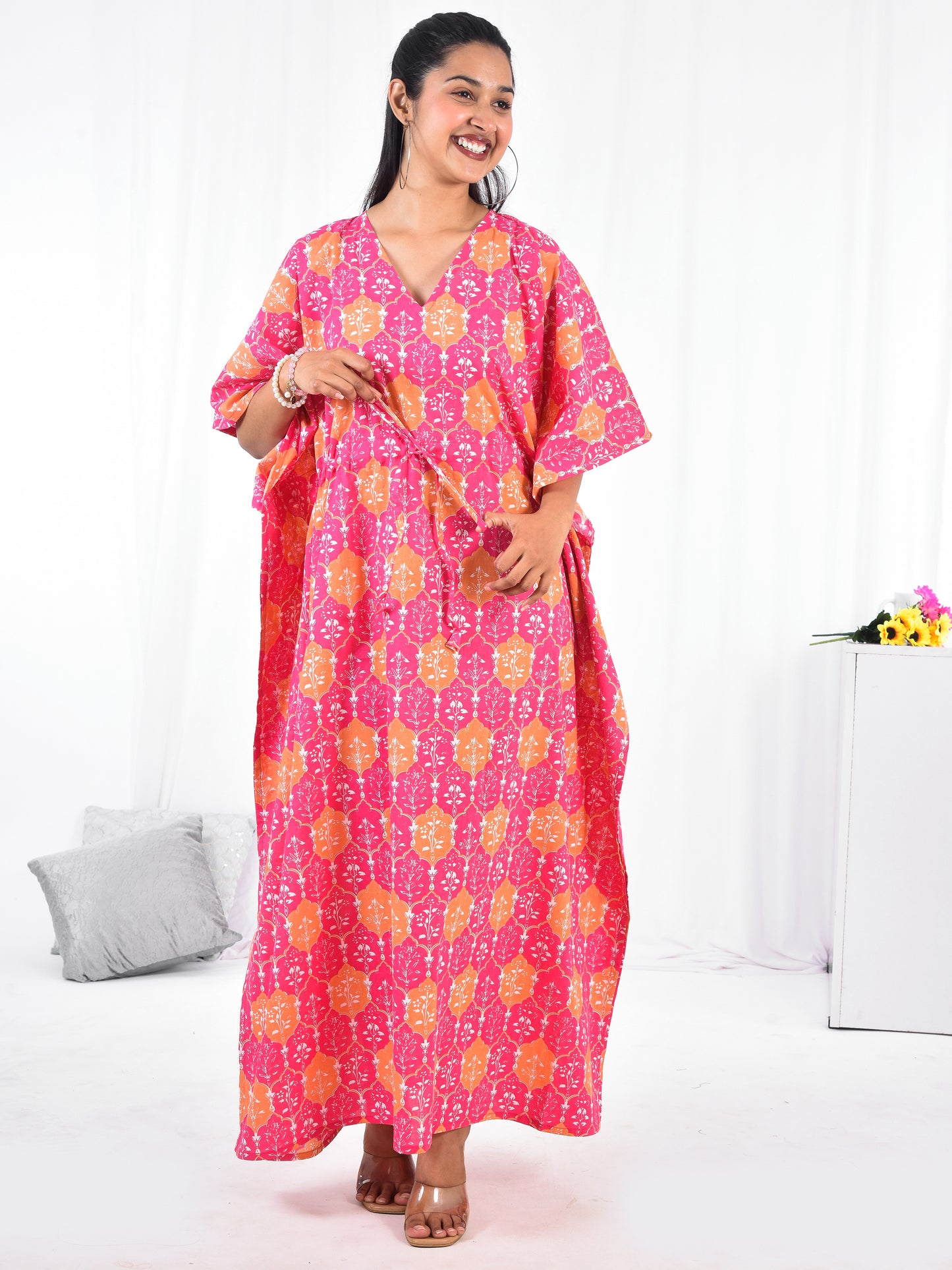 Hand-Block Print Cotton Kaftan