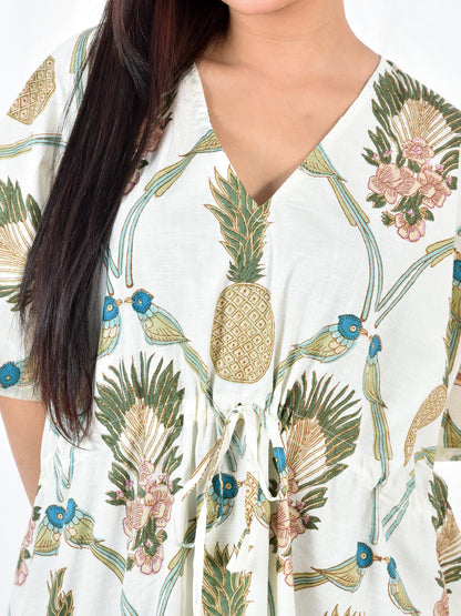 Pine Printed Cotton Kaftan