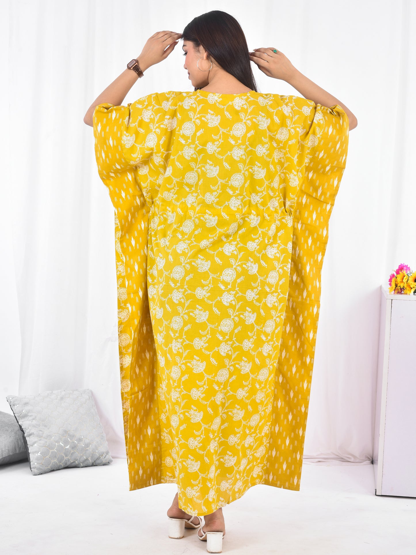 Hand-Block Print Cotton Kaftan