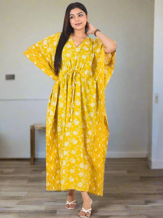 Hand-Block Print Cotton Kaftan
