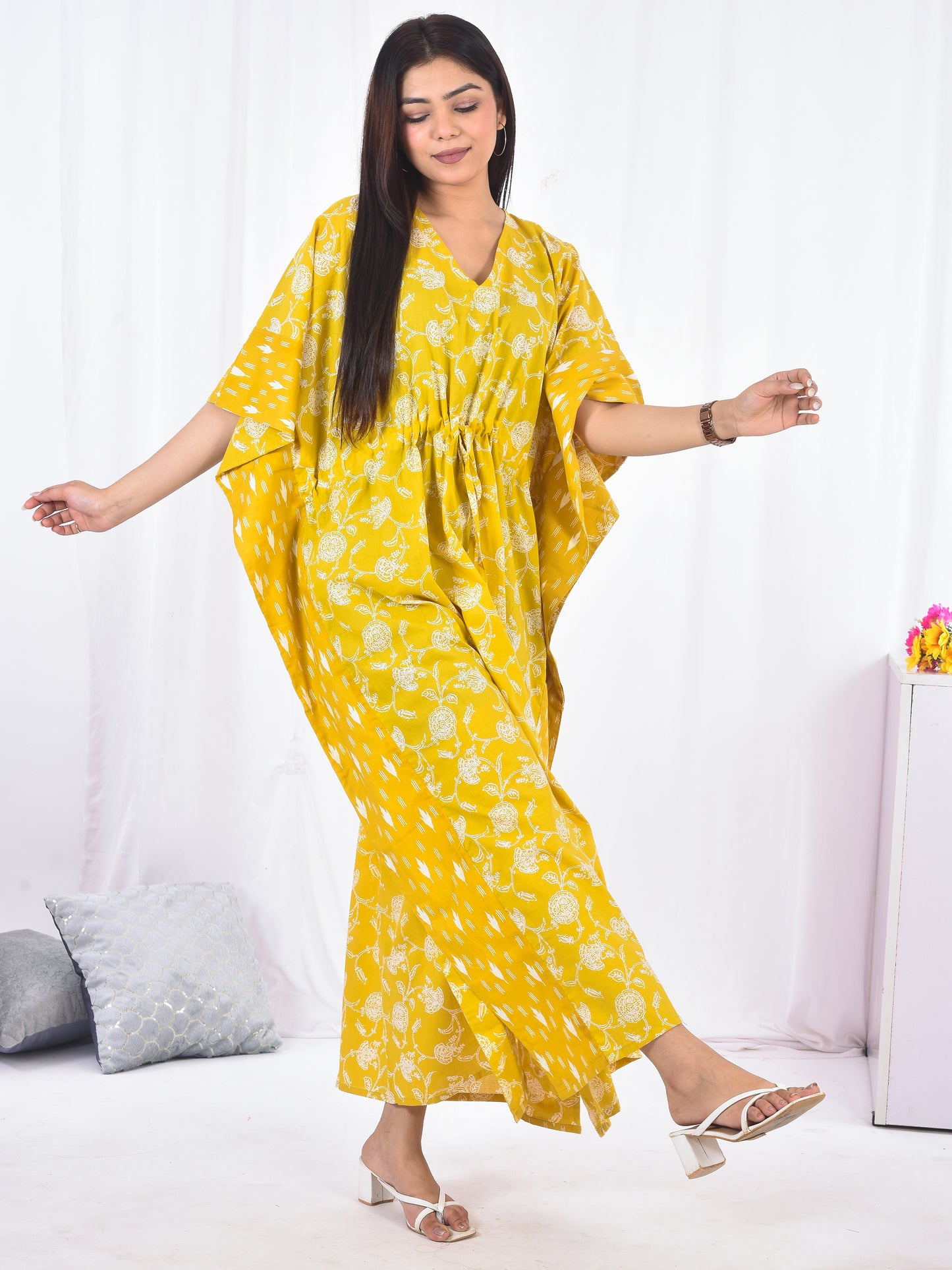 Hand-Block Print Cotton Kaftan