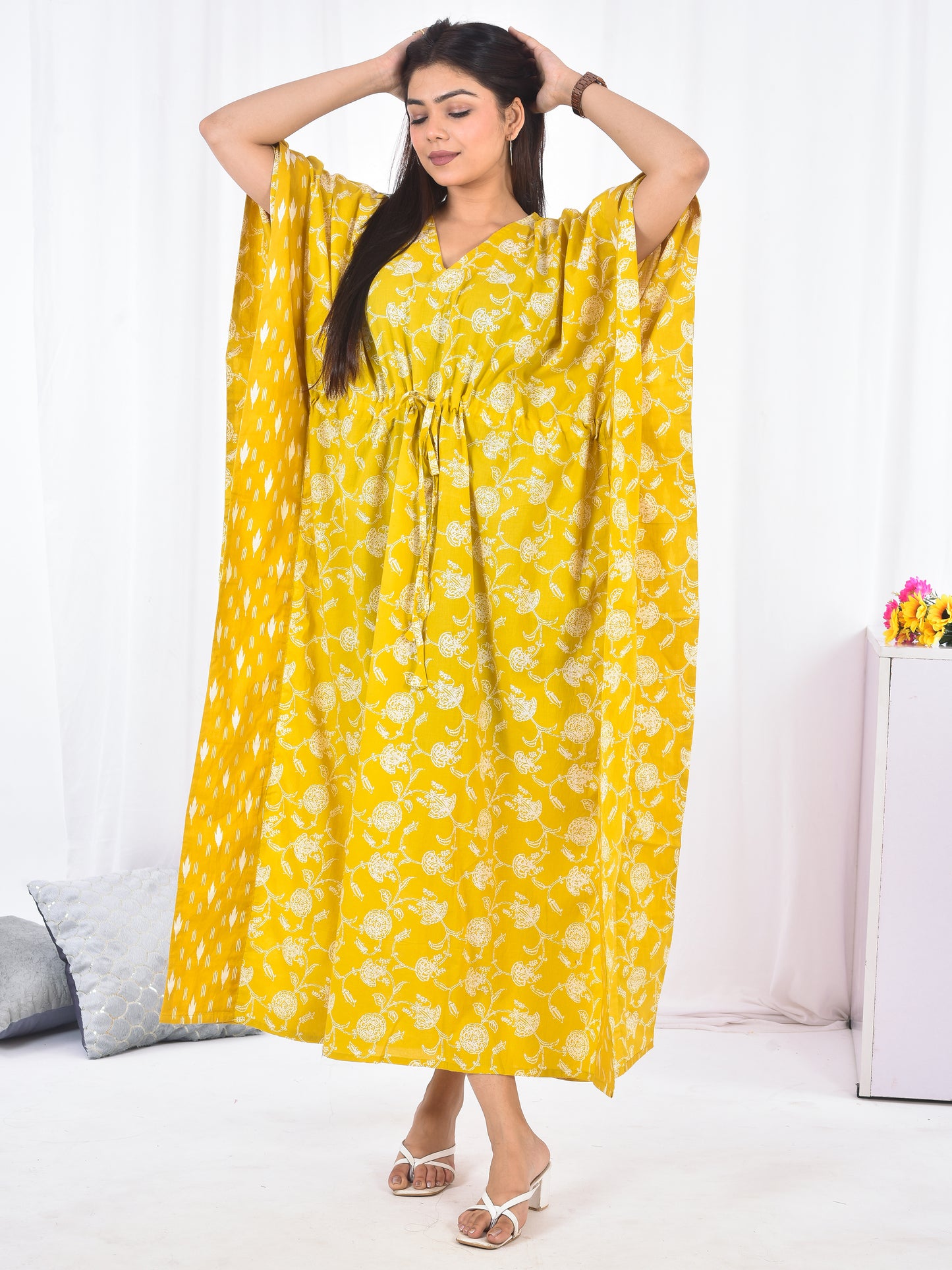 Hand-Block Print Cotton Kaftan