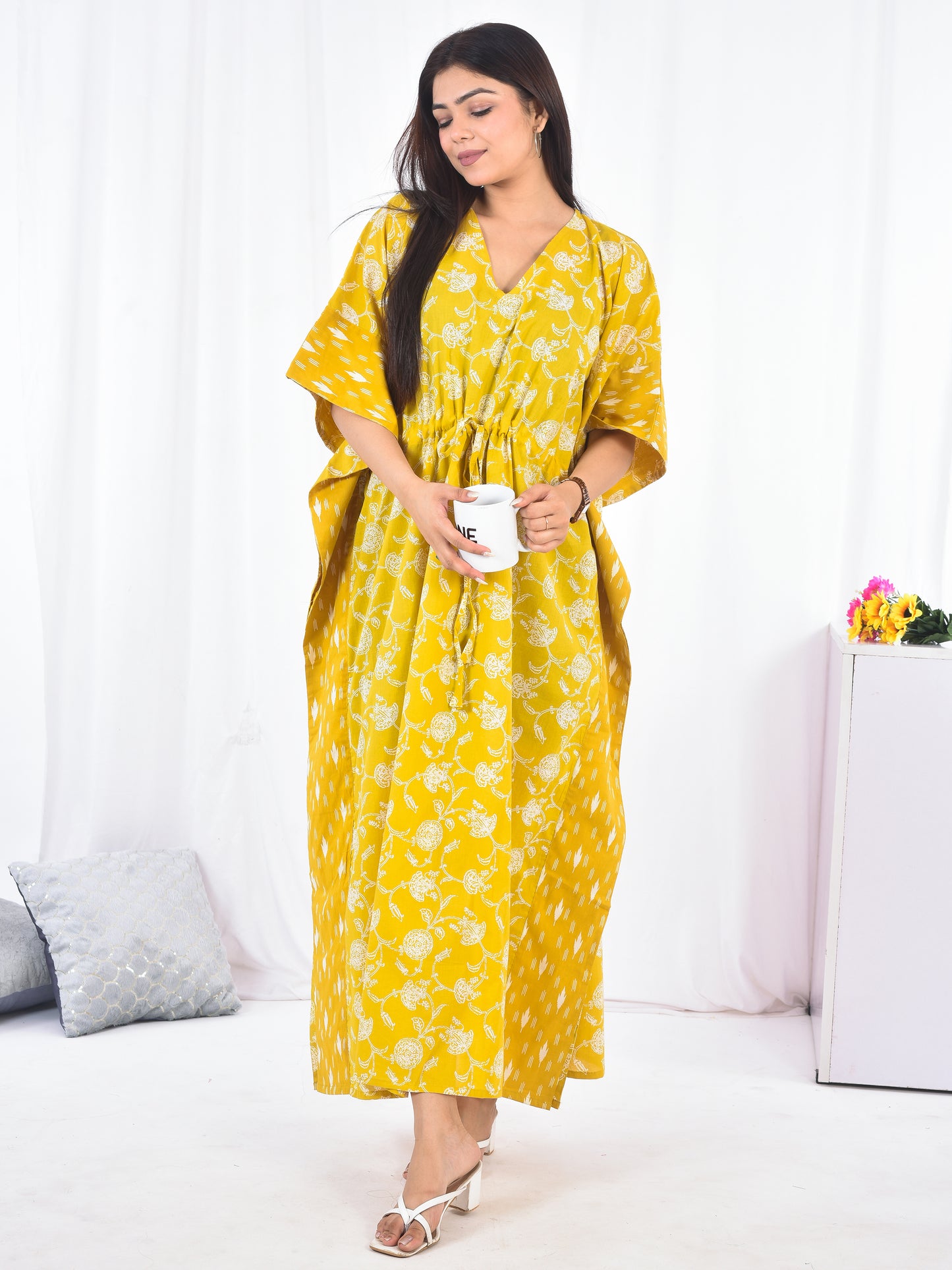 Hand-Block Print Cotton Kaftan