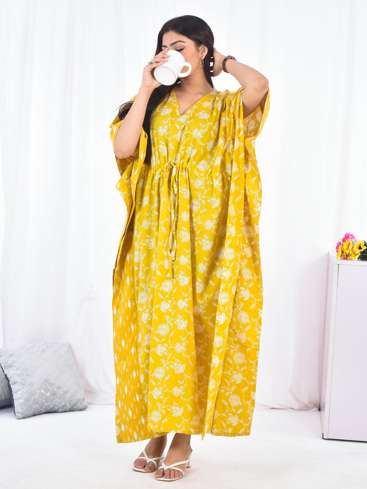 Hand-Block Print Cotton Kaftan