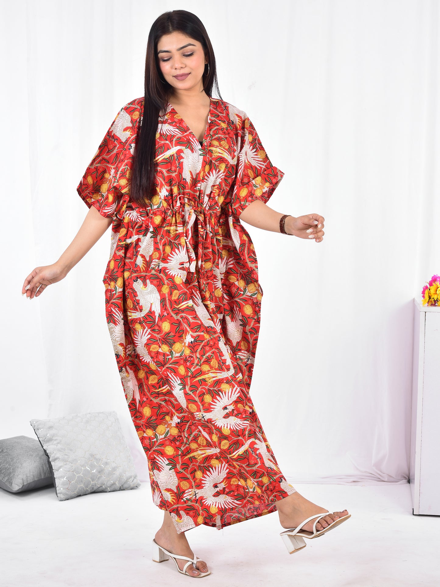 Hand-Block Print Cotton Kaftan
