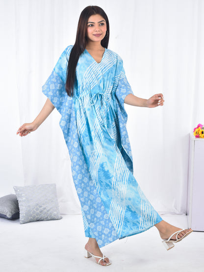 Hand-Block Print Cotton Kaftan